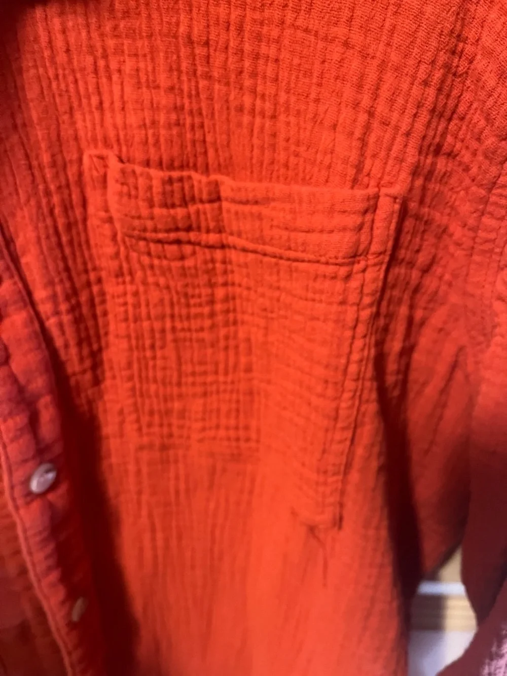 LA MIEL Brick Red Textured Button-Up Shirt - Picture 4 of 8